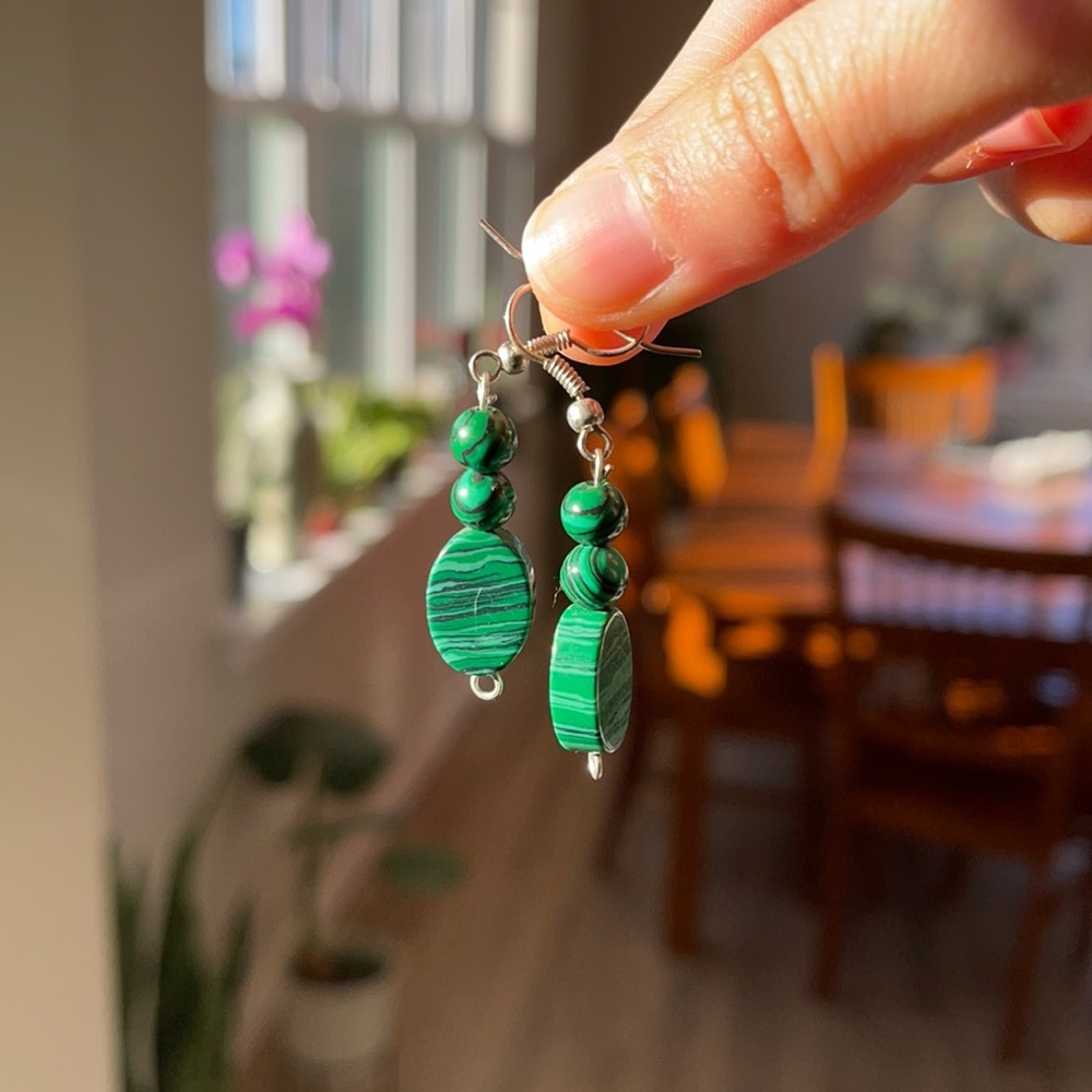 Green fashion earrings